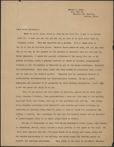 [Gardner Jackson] typed letter (copy) to Freda Kirchwey (The Nation), Boston, Mass., March 3, 1930