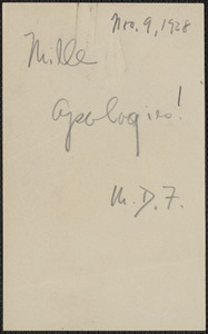 Autograph note, 1928