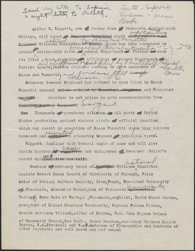 Typed letter (draft) to [Albert] Lanto, et al, [Minneapolis, Minn. ?, August 10, 1927]