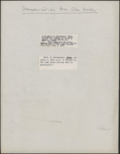 Clem Norton typed notes to [Sacco-Vanzetti Defense Committee?, 1966?]