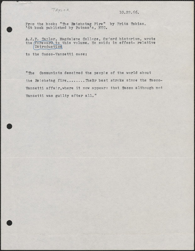 Typescript, October 22, 1966