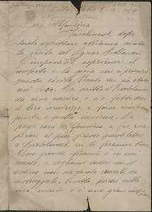 Luigina Vanzetti [Luigia] autograph letter signed, in Italian, to Alfonsina [Brini], Villafalletto, Italy, September 2, 1922