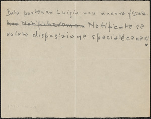 [Aldino Felicani?] autograph note, in Italian, [August 1927]