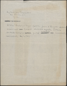 Autograph note, in Italian, to Agitacion Committee, approximately [1921-1927]