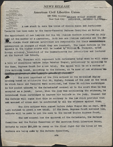 American Civil Liberties Union press release, New York, N. Y., December 1, 1924