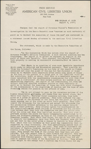 American Civil Liberties Union press release, New York, N. Y., August 8, 1927