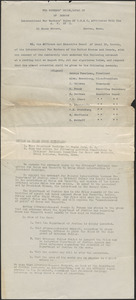 Fur Workers' Union of Boston, Local 30 printed petition to Citizens National Committee for Sacco and Vanzetti, Boston, Mass., [August 8, 1927]