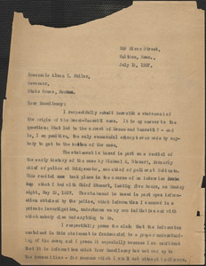 [Thomas O'Connor] typed letter (copy) to Alvan T. Fuller, Waltham, Mass., July 13, 1927