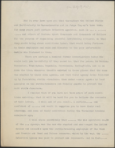 [Thomas O'Connor] typed letter, [Boston, Mass.?], approximately [July 19, 1927]