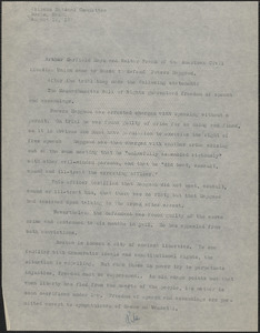 Citizens National Committee for Sacco and Vanzetti press release (copy), Boston, Mass., August 16, 1927
