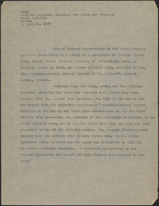 Citizens National Committee for Sacco and Vanzetti press release (copy), Boston, Mass., August 20, 1927