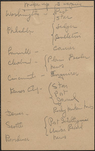 [Thomas O'Connor?] autograph note, [Boston, Mass., July-August 1927]