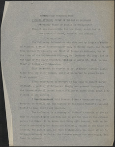 Thomas O'Connor typescript (copy), [Boston, Mass., August 1927]: Information received from Michael Stewart, Chief of Police at Scituate