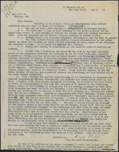 Anna Porter (International Labor Defense, San Jose Branch) typed letter signed (copy) to Secretary, International Labor Defense, Chicago, San Jose, Calif, May 25, 1927