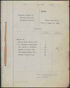 Sacco-Vanzetti Memorial Committee typescript speeches, Boston, Mass., August 23, 1928