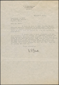 V. F. Calverton typed letter signed to Creighton J. Hill, New York, N. Y., August 9, 1932