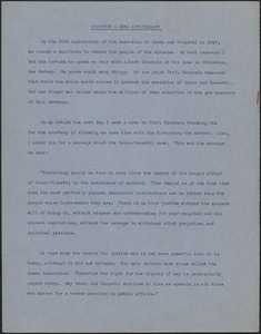 Typed document, [August 1947?]: Einstein - 20th anniversary