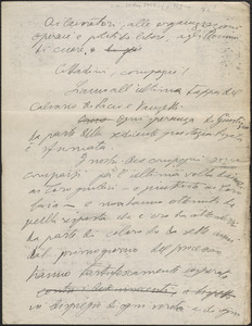 Autograph speech?, in Italian, [Boston, Mass.], approximate [May 10, 1927]