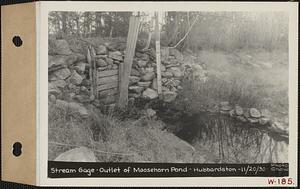 Stream gage, outlet of Moosehorn Pond, Hubbardston, Mass., Nov. 20, 1930
