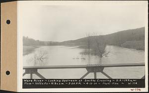 Ware River, looking upstream at Smiths Crossing (first bridge above Gilbertville), drainage area = 149 square miles, flow = 1625 cubic feet per second = 10.9 cubic feet per second per square mile, Gilbertville, Hardwick, Mass., 3:00 PM, Apr. 13, 1934