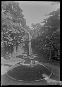 Statue of St. Francis and bird bath at Mrs. W. Scott Fitz