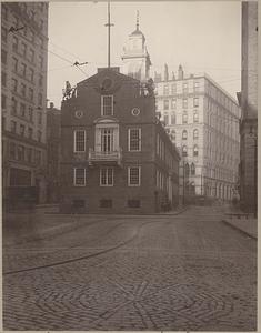 Old State House, Boston, Massachusetts, showing site of Boston Massacre, as worked in the pavement