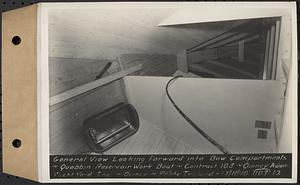 Contract No. 103, Construction of Work Boat for Quabbin Reservoir, Quincy, general view looking forward into bow compartments, Quincy, Mass., Dec. 11, 1940