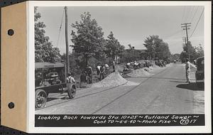 Contract No. 70, WPA Sewer Construction, Rutland, looking back towards Sta. 10+25, Rutland Sewer, Rutland, Mass., Jun. 6, 1940