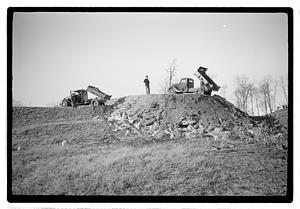 Construction machinery moving earth