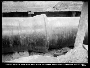 Distribution Department, Low Service Pipe Lines, flexible joint in 48-inch main, north side of subway, Harvard Square, Cambridge, Mass., May 27, 1910