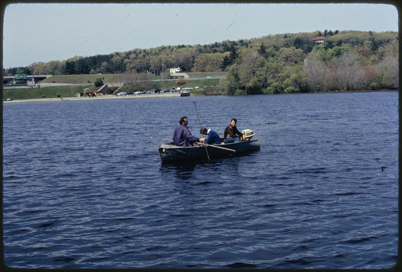 MDC engineers measure and plot silt and other fill giving depth of river