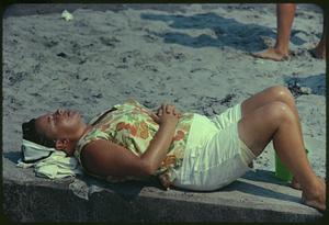 Woman sunbathing, Revere Beach
