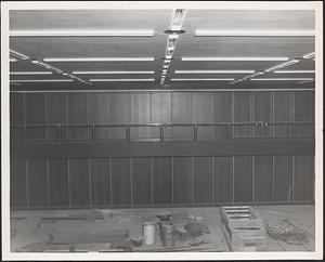 Construction of Boylston Building, Boston Public Library, wood paneling, interior