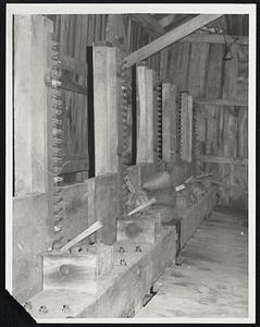 Taunton Morey Dam house - showing inside. Dam control fixtures