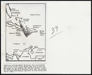Flora Moves on-Arrows show approximate path of Hurricane Flora which today drew a bead on the heart of the Bahamas. The 140-mile-an-hour winds of Flora already have battered Haiti and the eastern tip of Cuba.