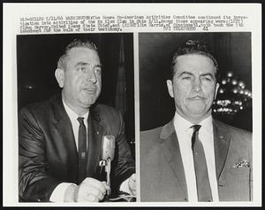 The House Un-American Activities Committee continued its investigation into activities of the Ku Klux Klan in Ohio 2/11. Among those appearing were: (Left) Flynn Harvey, United Klans State Chief, and (Right) Jim Harris, of Cincinnati. Both took the 5th Amendment for the bulk of their testimony.