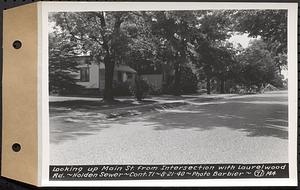 Contract No. 71, WPA Sewer Construction, Holden, looking up Main Street from intersection with Laurelwood Road, Holden Sewer, Holden, Mass., Aug. 21, 1940