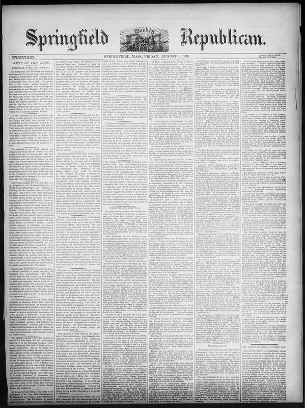 Springfield Weekly Republican. August 04, 1876 - Digital Commonwealth