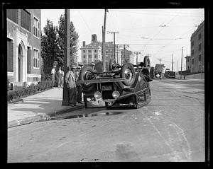 Car overturned on the street