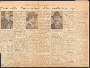 Sacco-Vanzetti Case Records, 1920-1928. Prosecution Papers. Clippings, 1921, 1927. Box 24, Folder 9, Harvard Law School Library, Historical & Special Collections