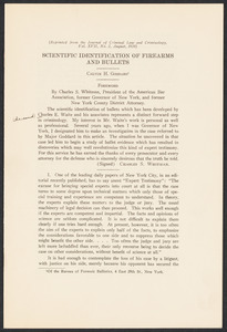 Sacco-Vanzetti Case Records, 1920-1928. Prosecution Papers. Ranney Ballistics, 1925-1926. Box 24, Folder 10, Harvard Law School Library, Historical & Special Collections