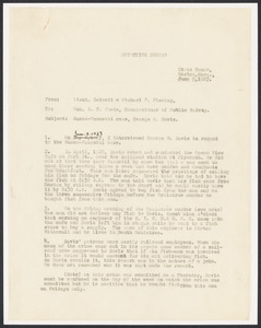 Sacco-Vanzetti Case Records, 1920-1928. Prosecution Papers. Memo from Lieut. Detective Michael F. Fleming to Gen. A.F. Foote, Commissioner of Public Safety, June 9, 1927. Box 24, Folder 16, Harvard Law School Library, Historical & Special Collections