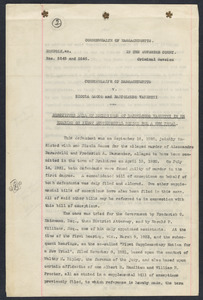 Sacco-Vanzetti Case Records, 1920-1928. Prosecution Papers. Substitute Bill of Exceptions of Bartolomeo Vanzetti in re: Hearing on First Supplemental Motion for a New Trial, n.d. Box 24, Folder 19, Harvard Law School Library, Historical & Special Collections