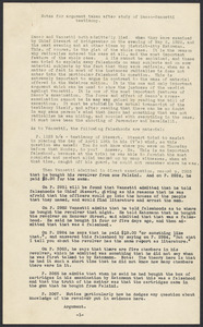 Sacco-Vanzetti Case Records, 1920-1928. Prosecution Papers. Notes for argument taken after study of Sacco-Vanzetti testimony, n.d. Box 24, Folder 21, Harvard Law School Library, Historical & Special Collections