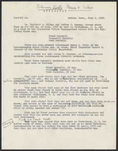 Sacco-Vanzetti Case Records, 1920-1928. Prosecution Papers. Affidavit of Wilbar and Ranney re: Madeiros, June 5, 1926. Box 25, Folder 3, Harvard Law School Library, Historical & Special Collections