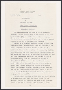 Sacco-Vanzetti Case Records, 1920-1928. Prosecution Papers. Commonwealth v. Celestino Madeiros: Brief for the Commonwealth; Defendant's Bill of Exceptions, 1926. Box 25, Folder 10, Harvard Law School Library, Historical & Special Collections