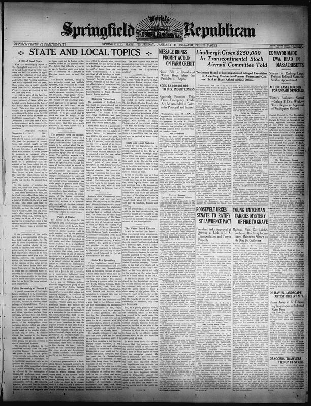 Springfield Weekly Republican. January 11, 1934 - Digital Commonwealth