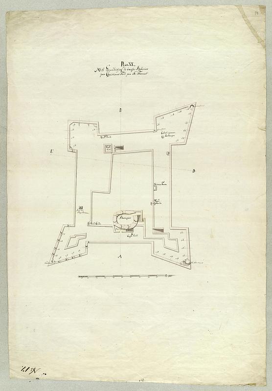 Grundriss af de överste Batterier paa Christians Fort paa St. Thomas : No. 5