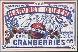 Harvest Queen Cape Cod Cranberries Quarter Barrel Box Label