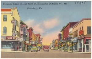 Sycamore Street looking north at intersection of routes 301 - 1 - 460, Petersburg, Va.